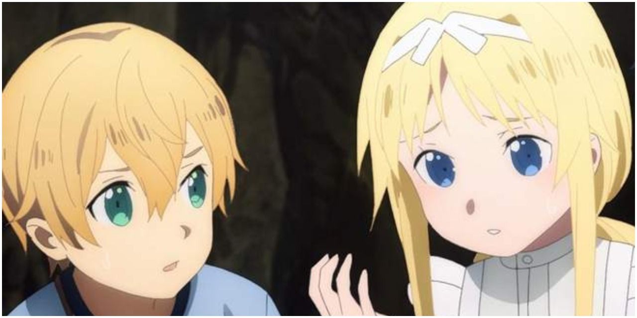 Alice and Eugeo looking at each other