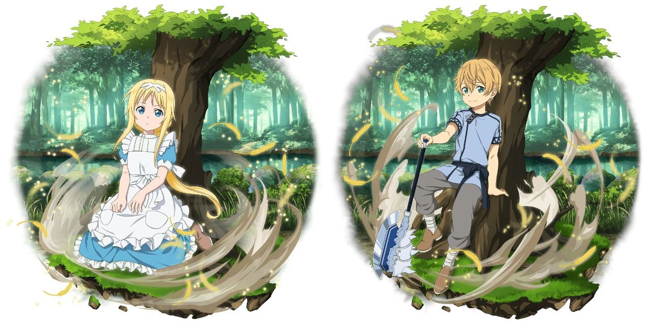 Alice and Eugeo in green spots