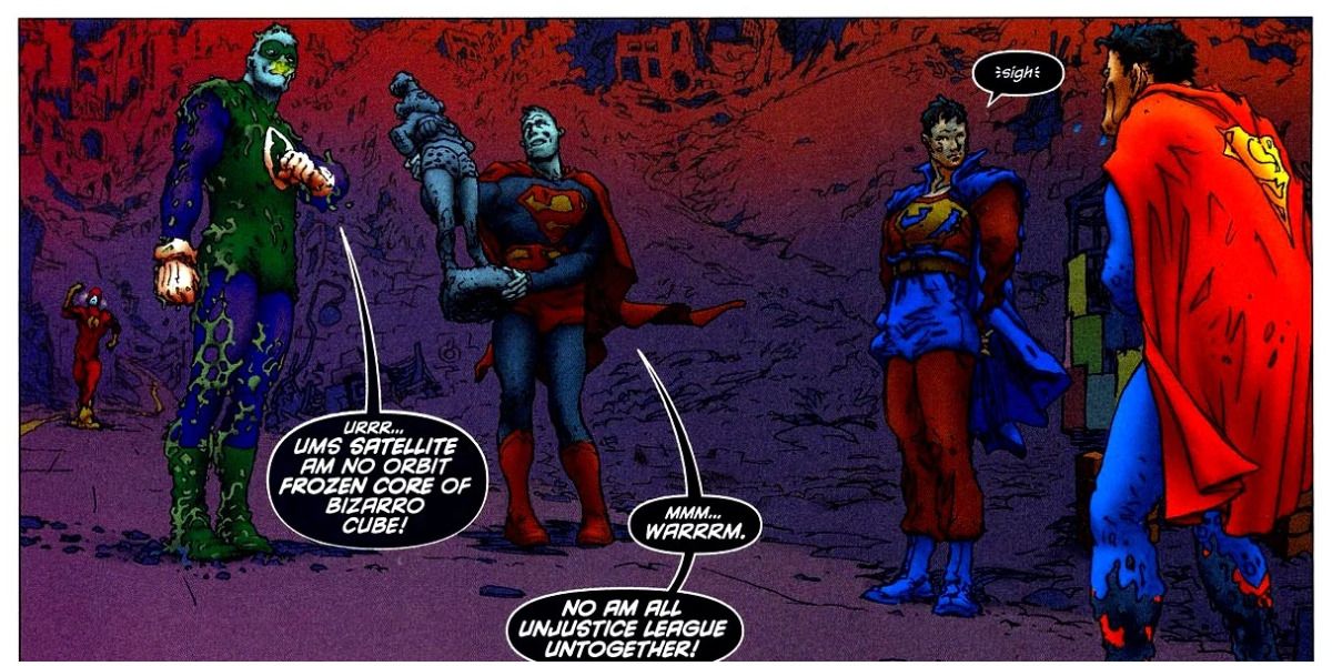 Bizarro Green Lantern, Bizarro Wonder Woman, Bizarro, Superman, and Zibarro from All-Star Superman