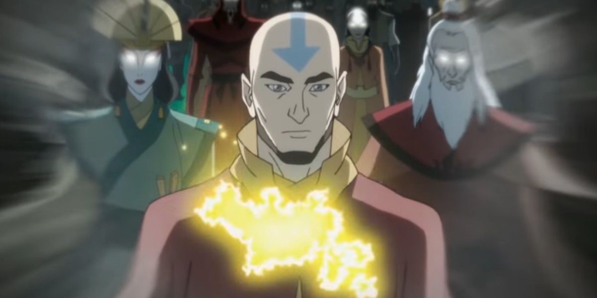 Korra's past Avatars, including Aang, diminishing from her grasp