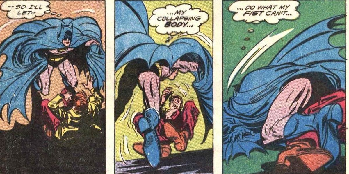 Batman Falling On Top Of Criminal Comic Panels
