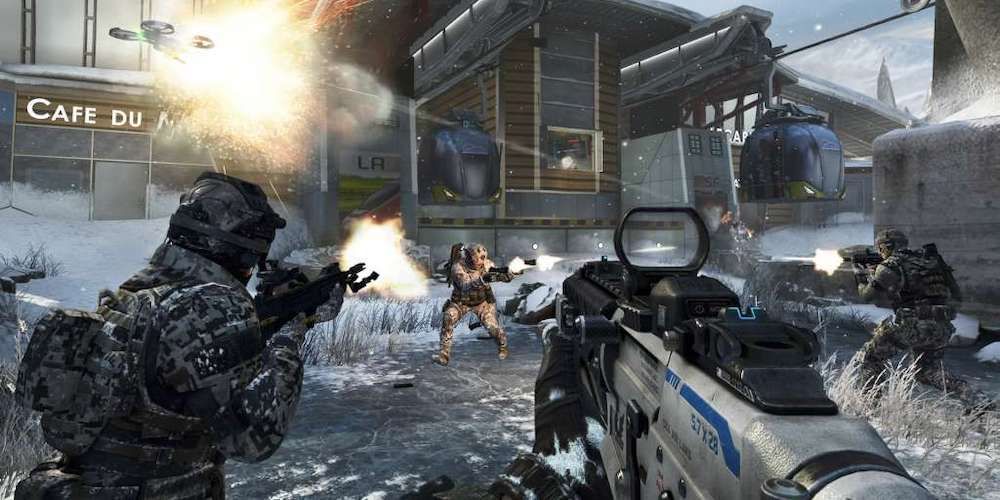 A gunfight in Call of Duty: Black Ops II game