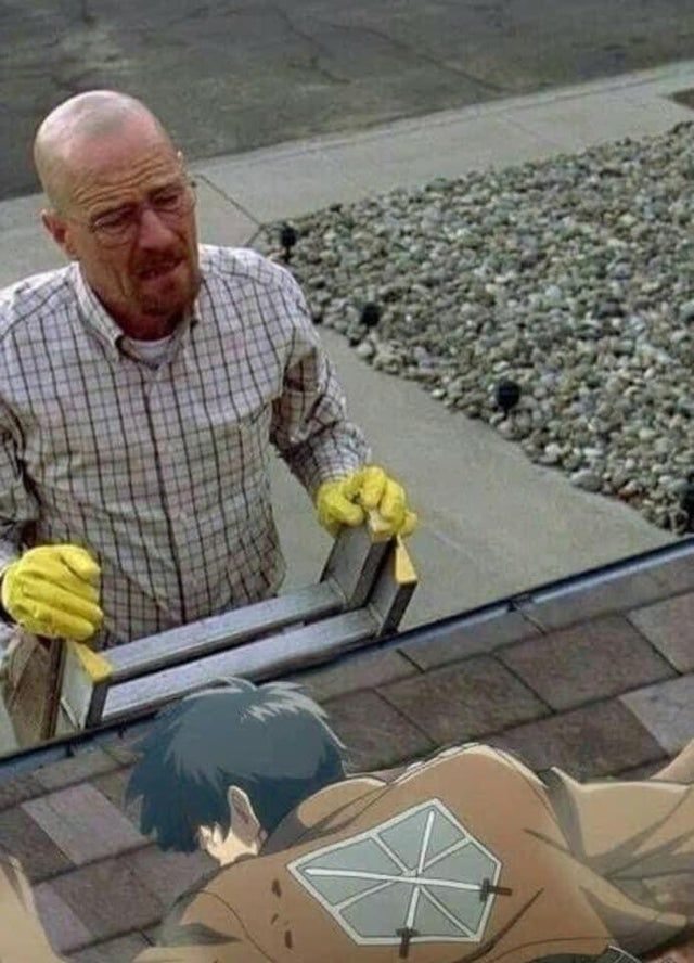 Eren laying of Walter's roof