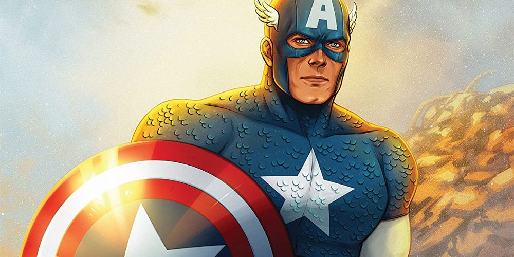 Captain America looking heroic