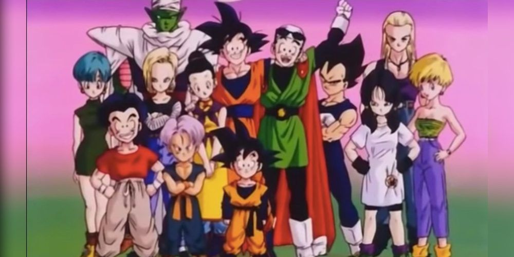 The Gangs (Mostly) All Here, Ensemble of Characters from Dragon Ball Z: Gohan, Goku, Trunks, Piccolo, Vegeta, Bulma, Android