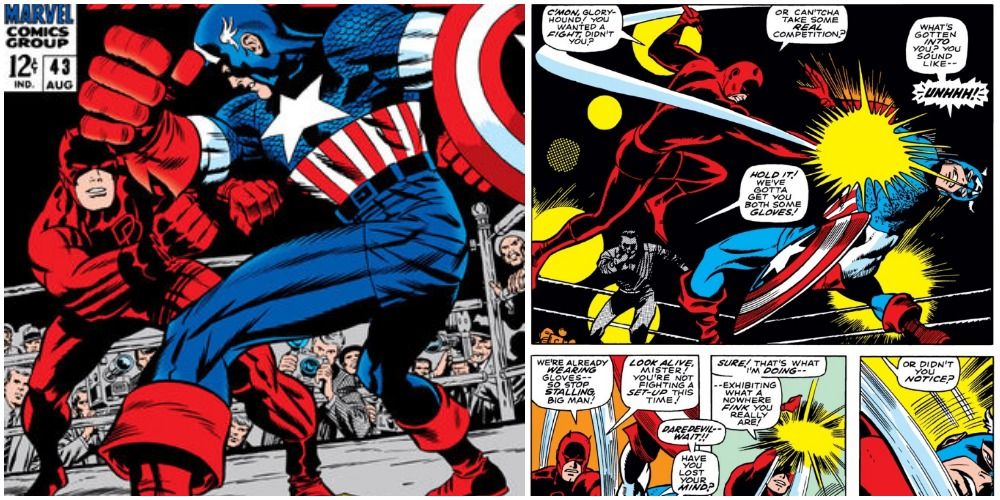 Daredevil battles Captain America for the first time in Marvel Comics