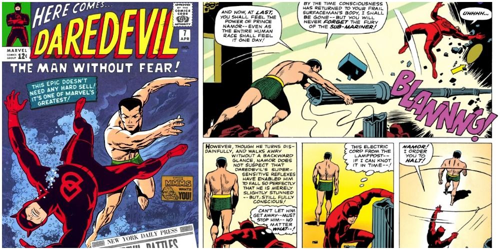 Daredevil fights Namor the Sub-Mariner and Spider-Man in Marvel Comics
