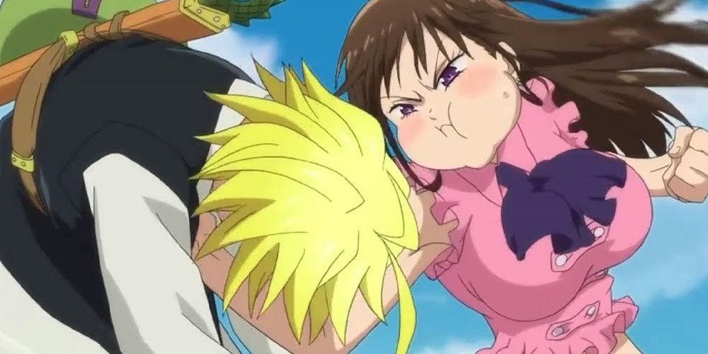 Diane Punching Meliodas in the Gut from Seven Deadly Sins