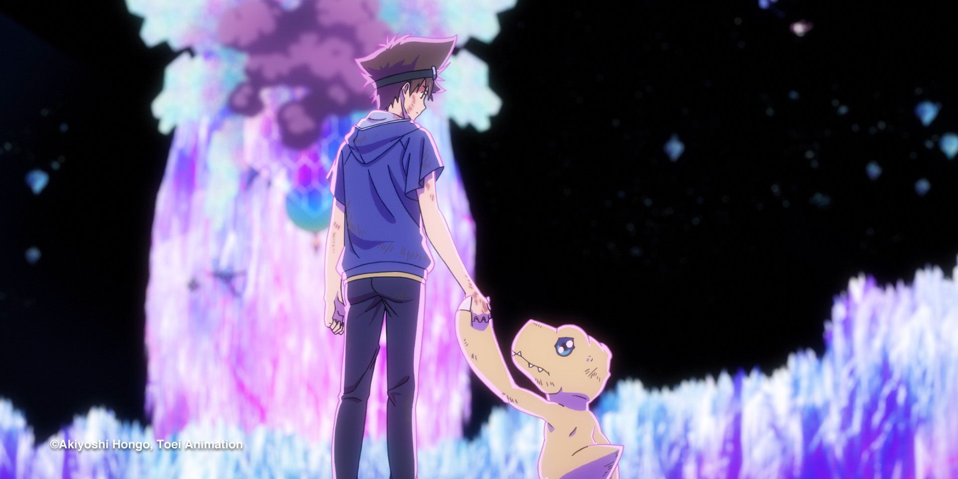 Tai tient Agumon lors de la conclusion de Digimon Adventure: Last Evolution Kizuna.
