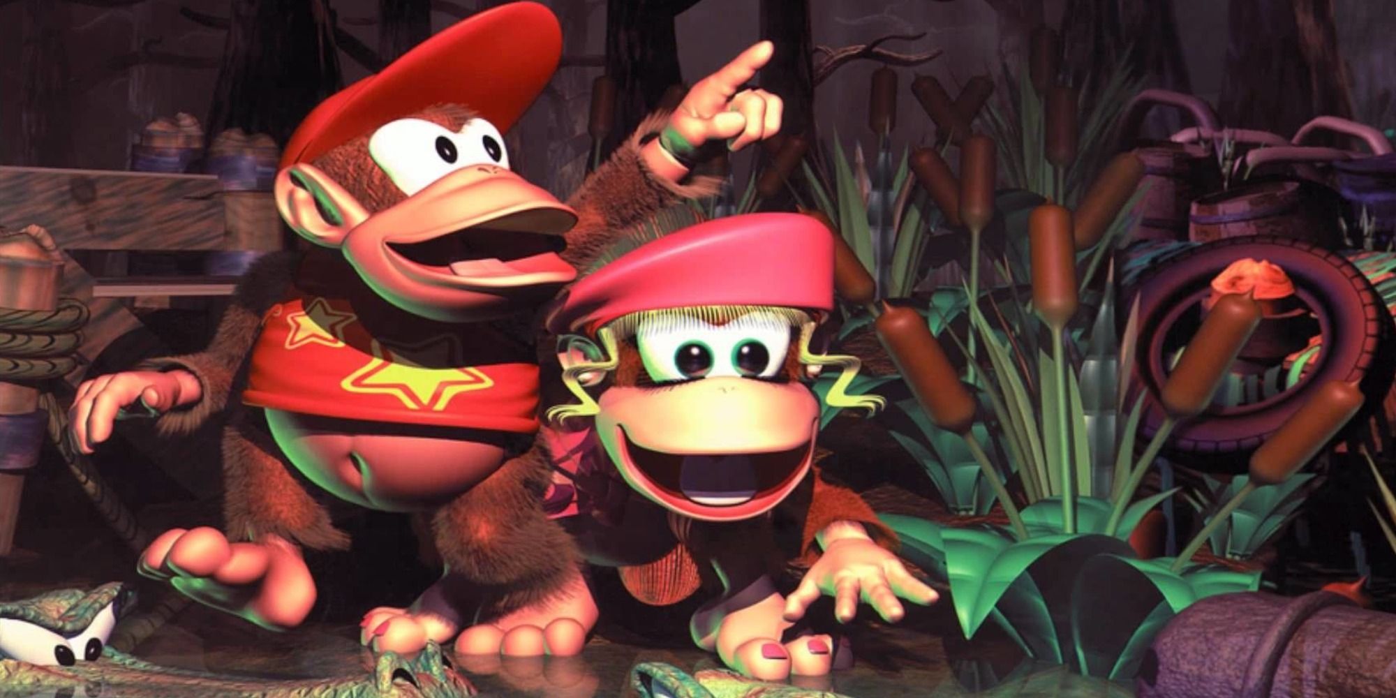 Diddy Kong and Dixie Kong in Nintendo's Donkey Kong Country 2.