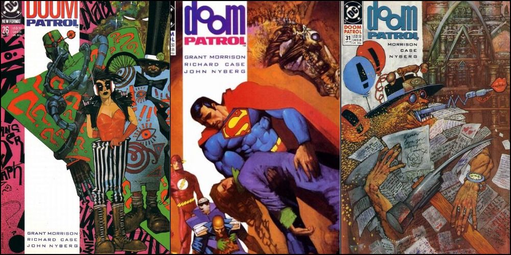 Doom Patrol issues featuring Mr. Nobody, Justice League, and Cult of Unwritten Book