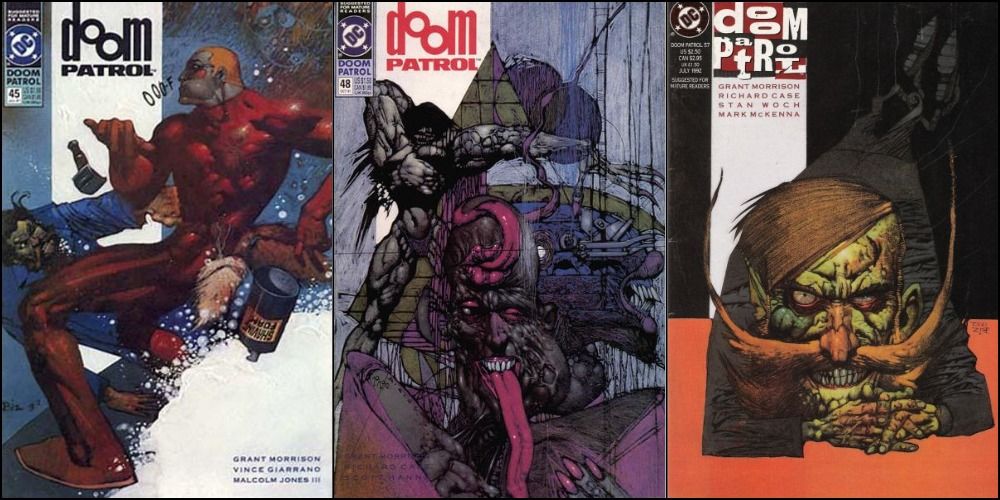Doom Patrol Comic book covers - first appearances of Beard Hunter, Sex Men and Candlemaker.