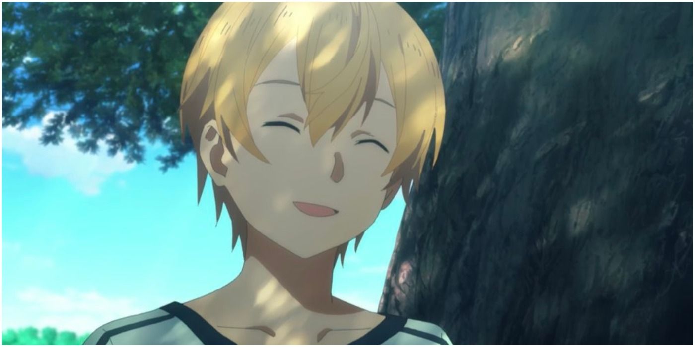 Eugeo smiling underneath the shade in Sword Art Online