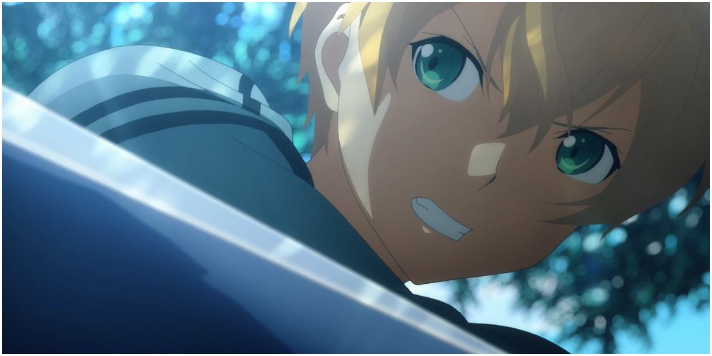 Eugeo using his new sword for the first time