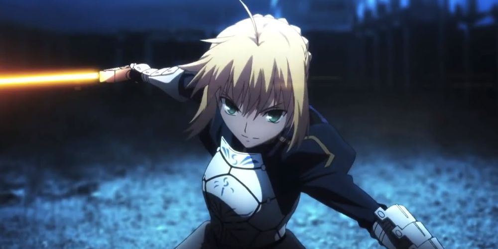 Saber in the midst of a fight (Fate/Zero)