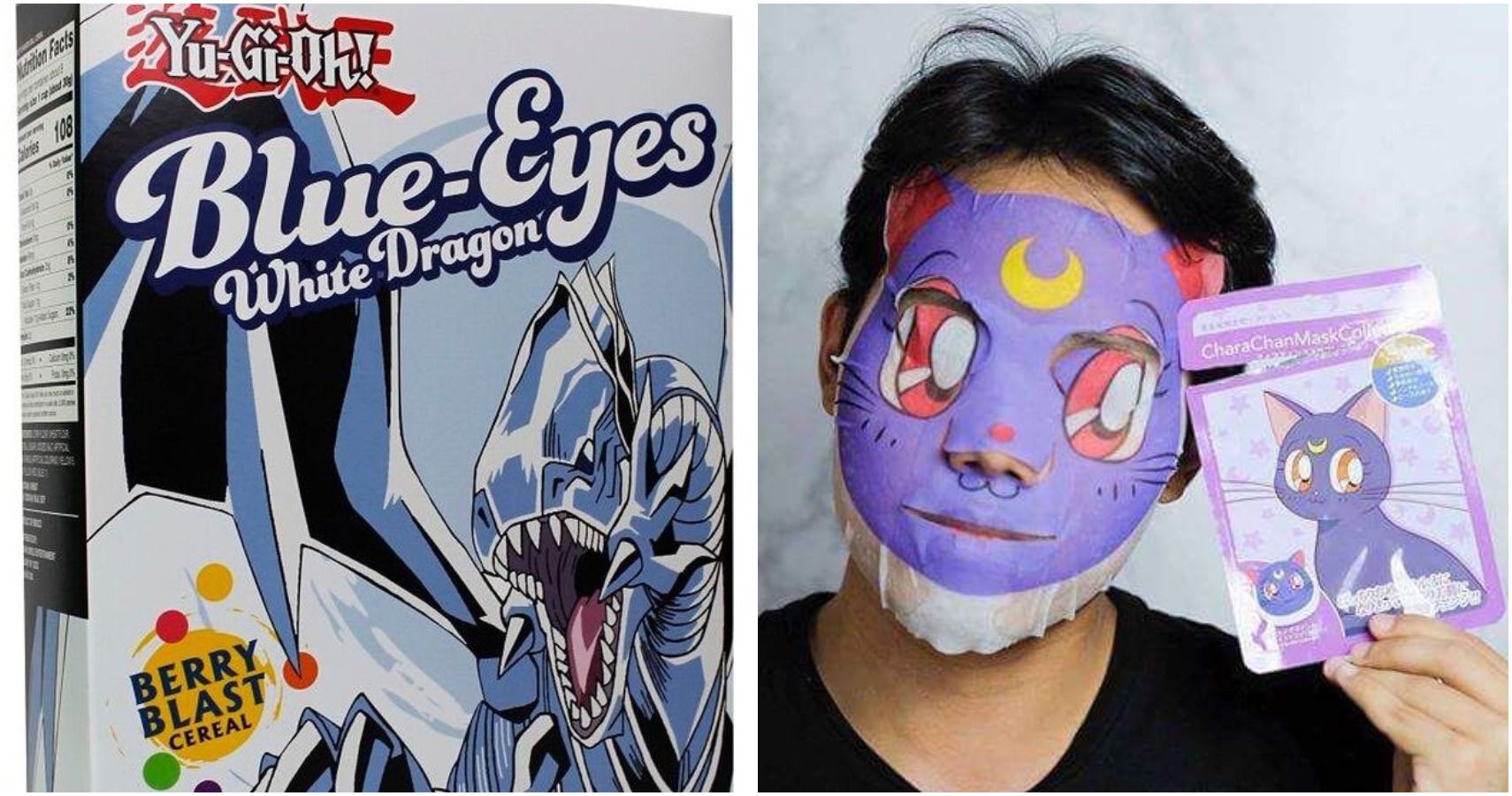 Blue Eyes White Dragon Cereal and Sailor Moon Facemask
