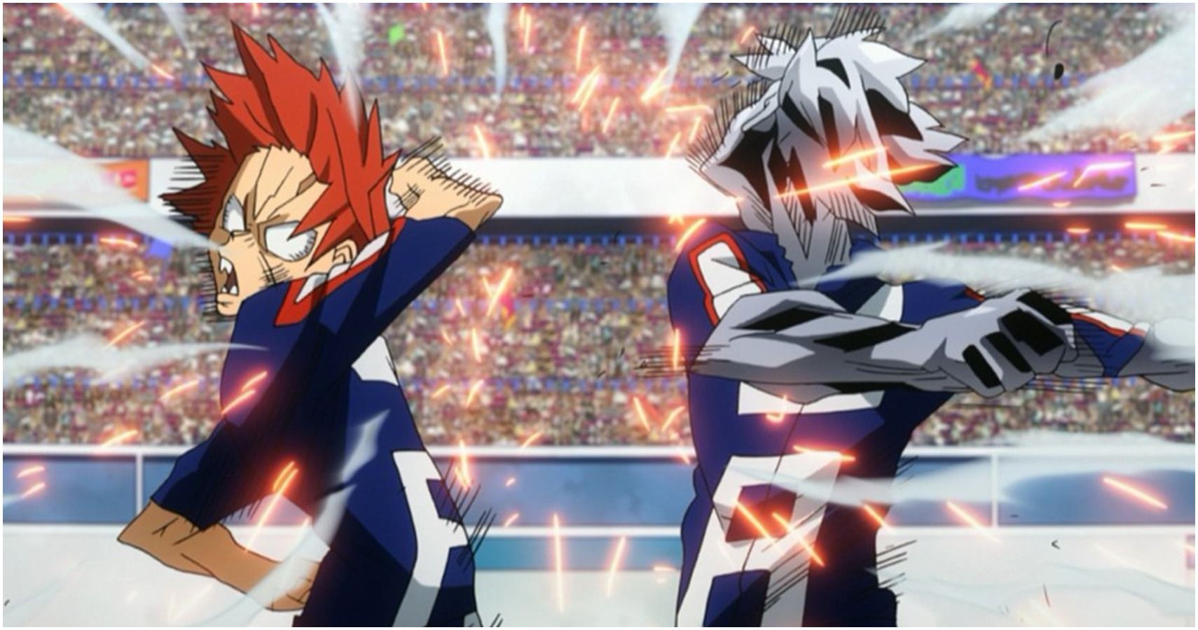 Tetsutetsu and Kirishima Hitting One Another, My Hero Academia