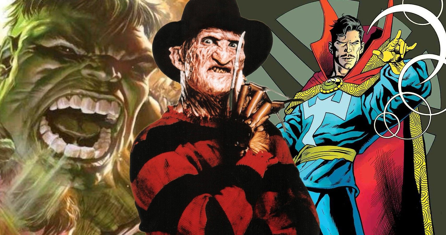 Hulk Freddy Krueger and Doctor Strange in Marvel vs Nightmare on Elm Street