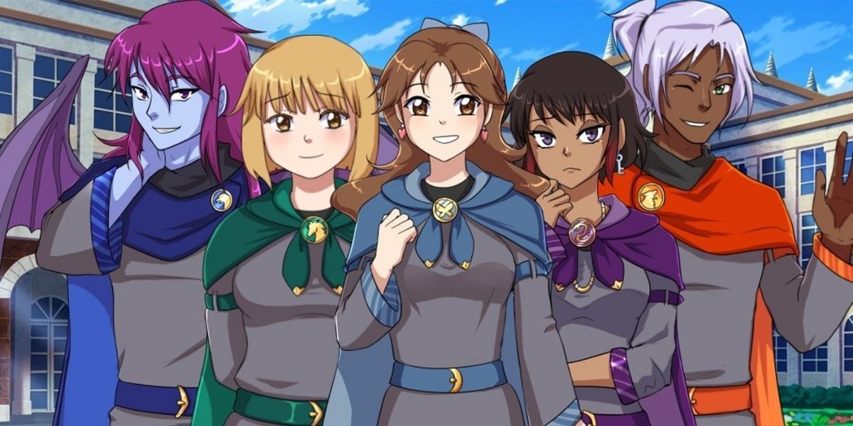 O elenco de Magical Diary em seus respectivos uniformes