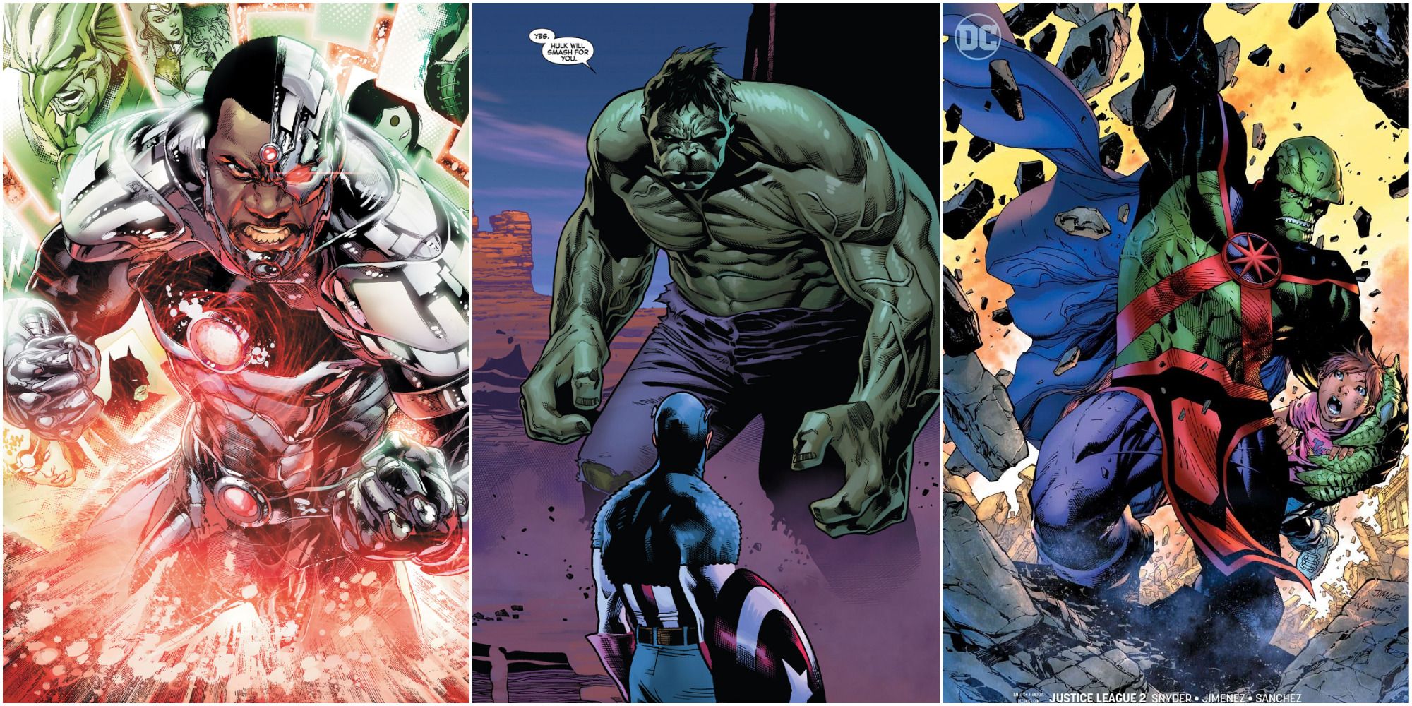 Cyborg, Hulk, and Martian Manhunter