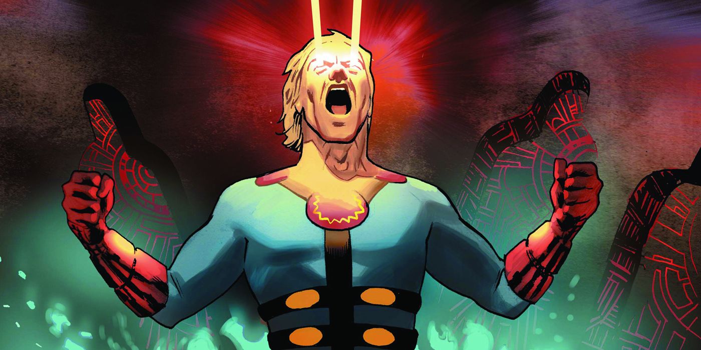 Marvel Comics' Ikaris using his eye beams