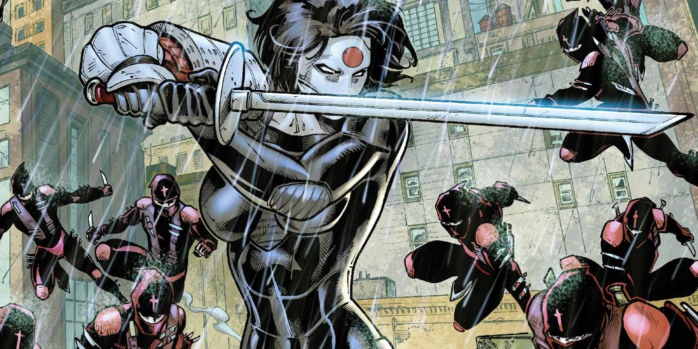 Katana da DC Comics lutando contra ninjas.