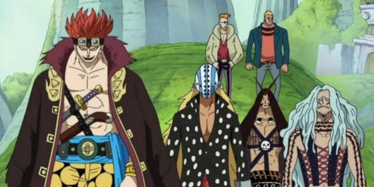 Eustass Kid Stands in front of the Kid Pirates in One Piece