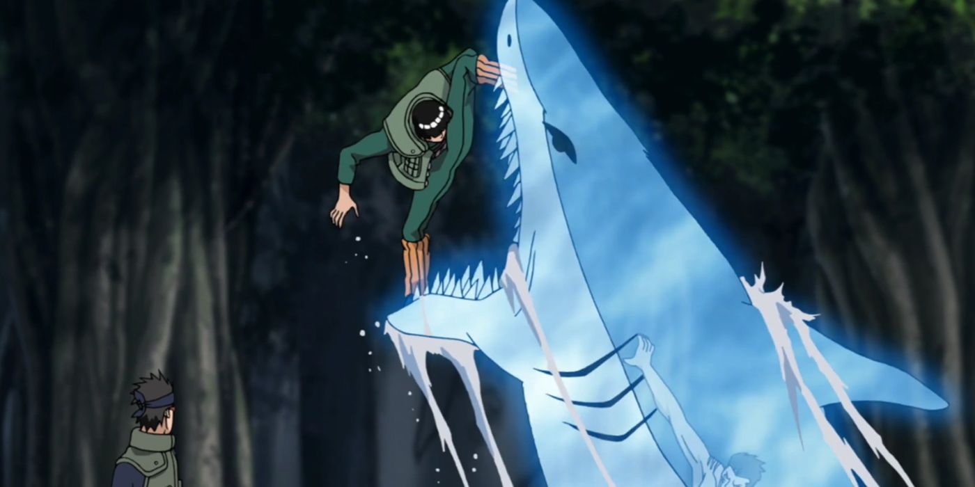 Naruto Shippuden Kisame Attacks Guy With Shark Jutsu
