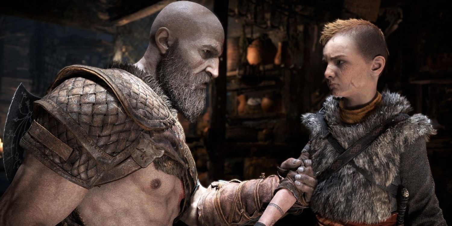 Kratos talking to his son