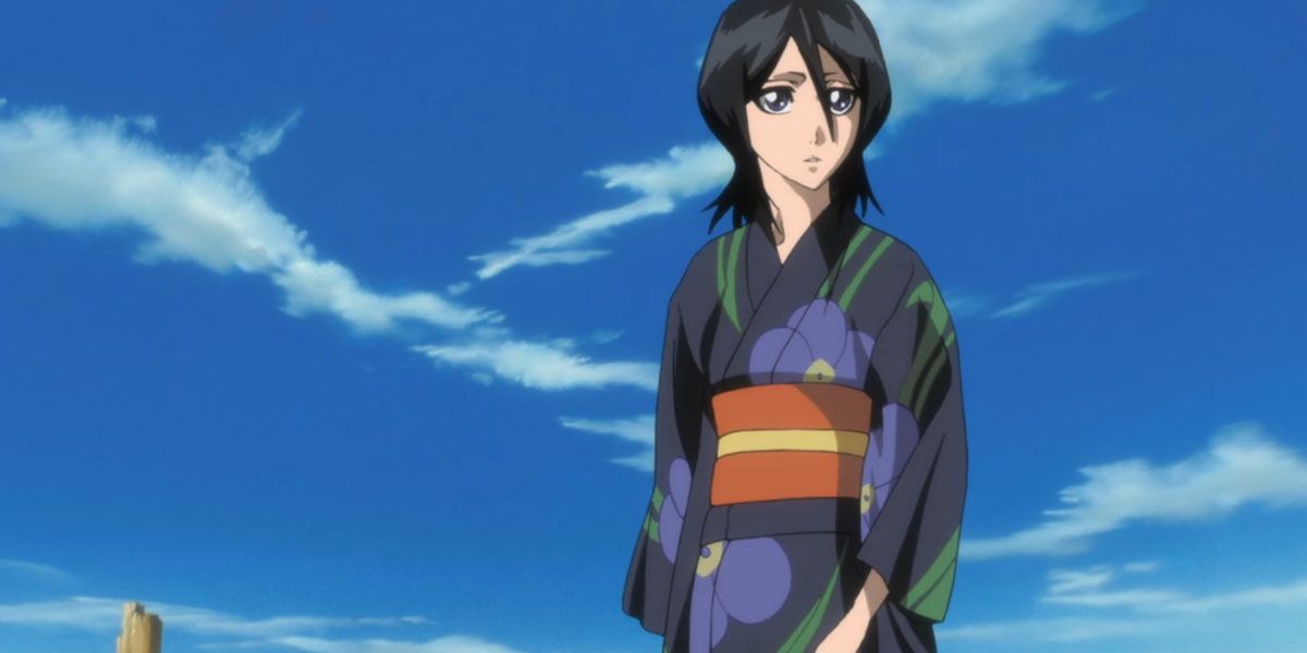 Rukia not wearing her traditional shinigami garb