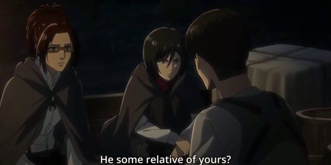Levi asks if Kenny is a relative of Mikasa's