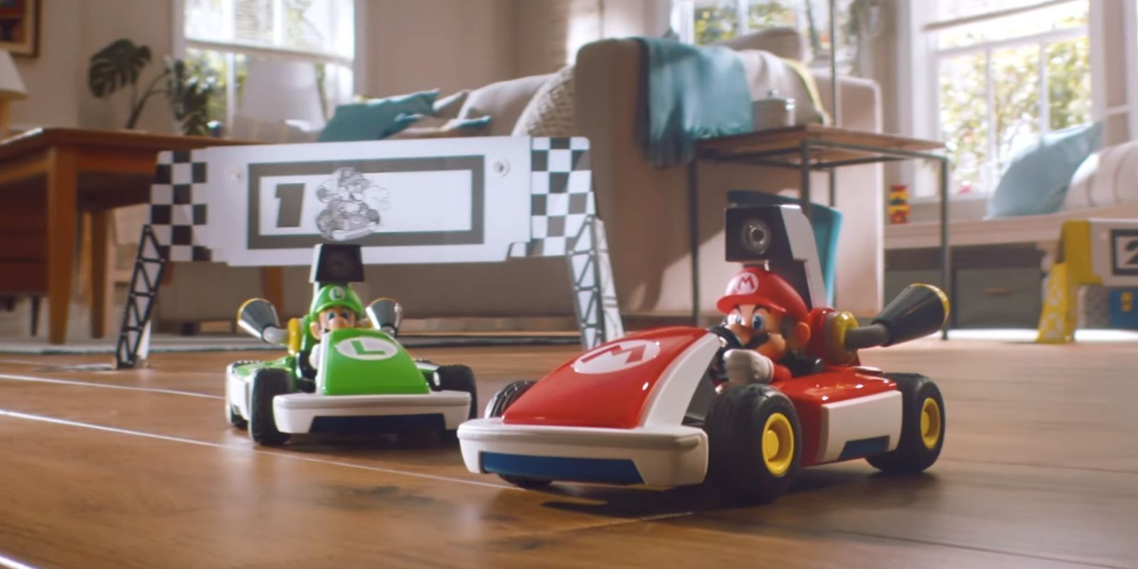 The physical Mario and Luigi toy karts from Mario Kart Live: Home Circuit