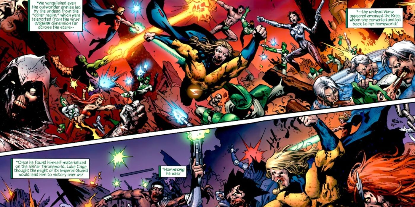 Sentry leads a battle against Marvel zombies