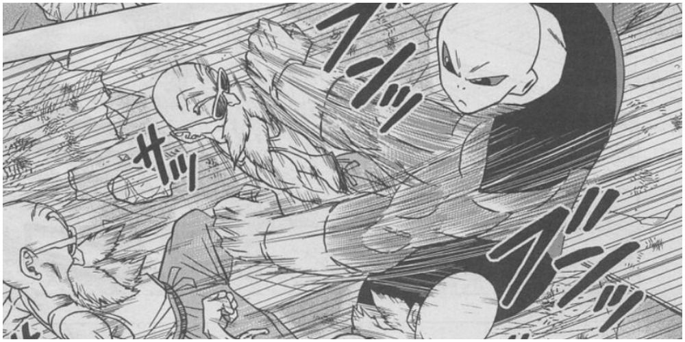 Master Roshi Dodging Jiren's Punches