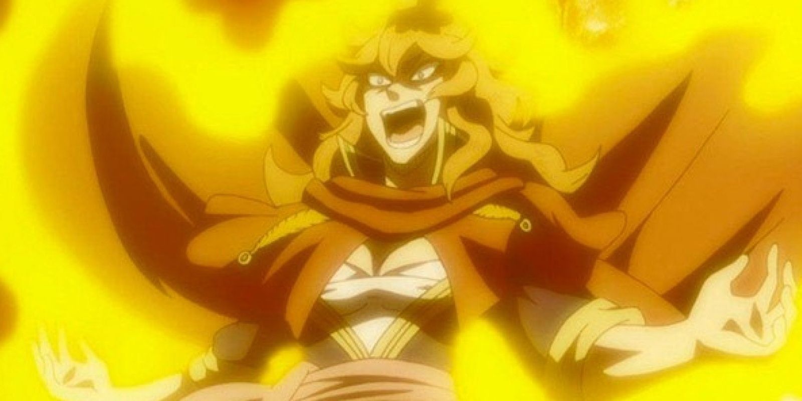 Mereoleona using an aura of flame in Black Clover.