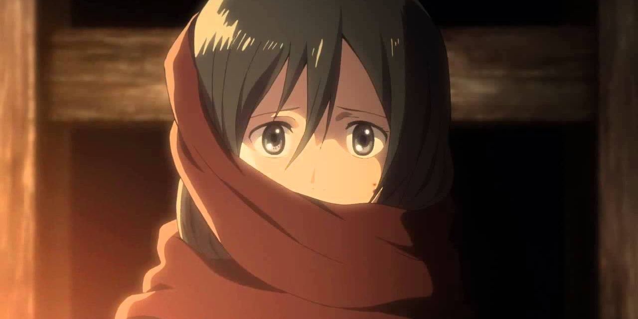 Mikasa wearing her scarf