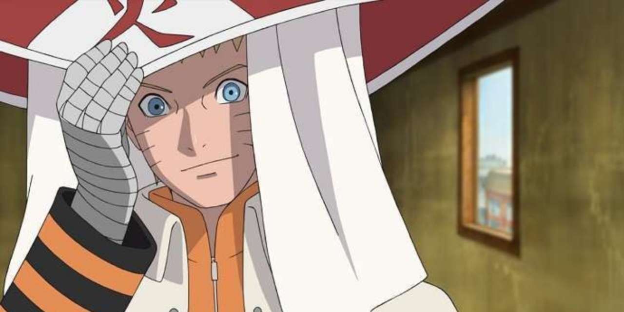 Hokage Naruto wearing his Hokage attire.
