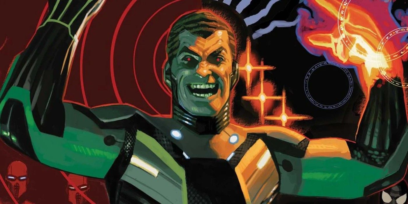 Norman Osborn in his armor with Super-Adaptoid's powers