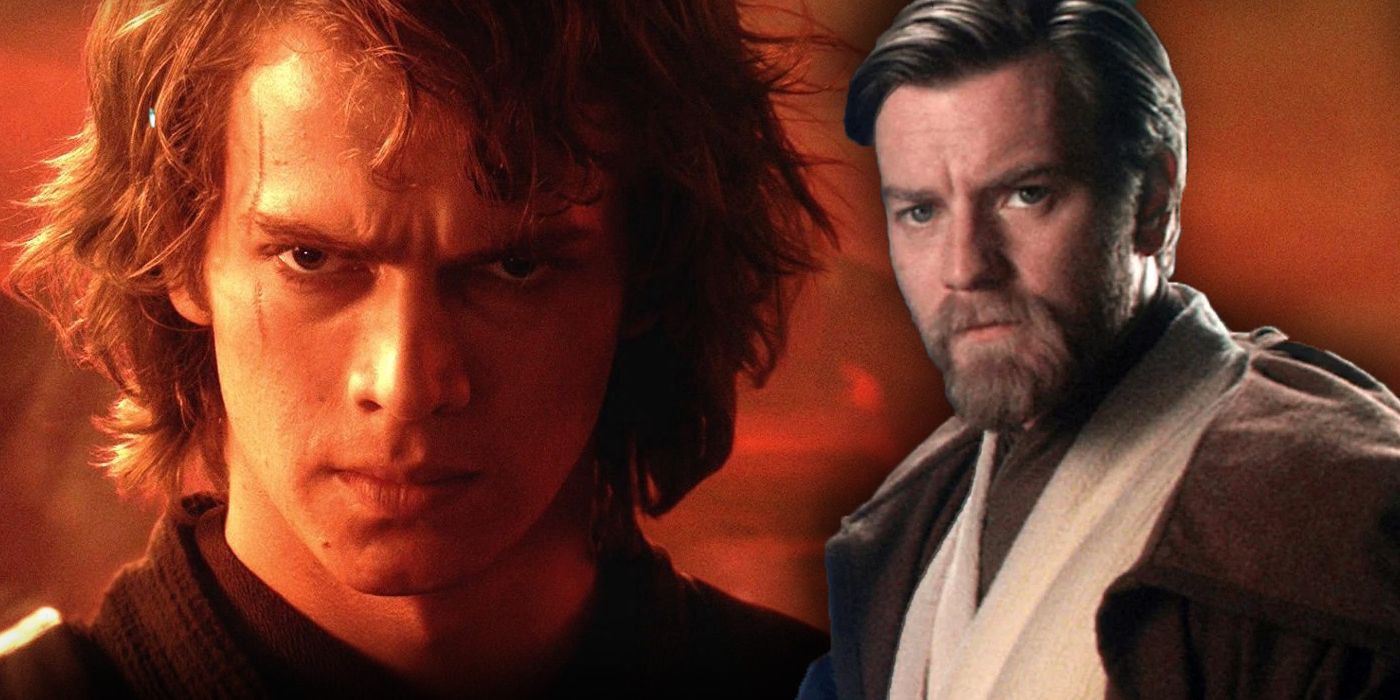 A collage of Obi-Wan Kenobi and Anakin Skywalker from Star Wars Episode III: Revenge of the Sith