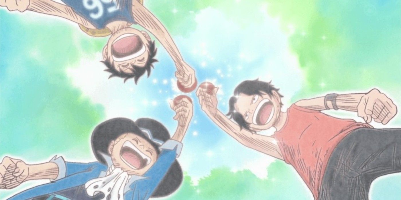 Luffy, Sabo, and Ace Share Sake Cups