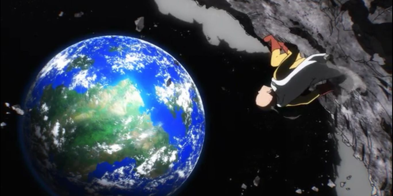 One-Punch Man Anime Saitama On Moon Looks At Earth