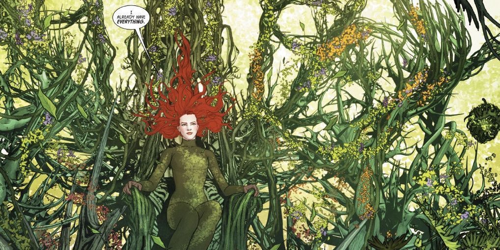 Poison Ivy on plant throne DC Comics