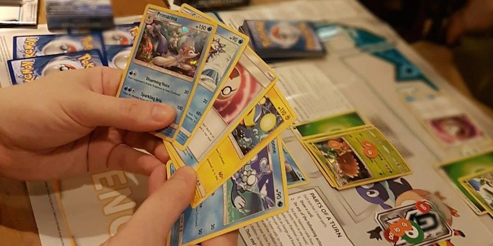 A player's hand in the Pokemon card game