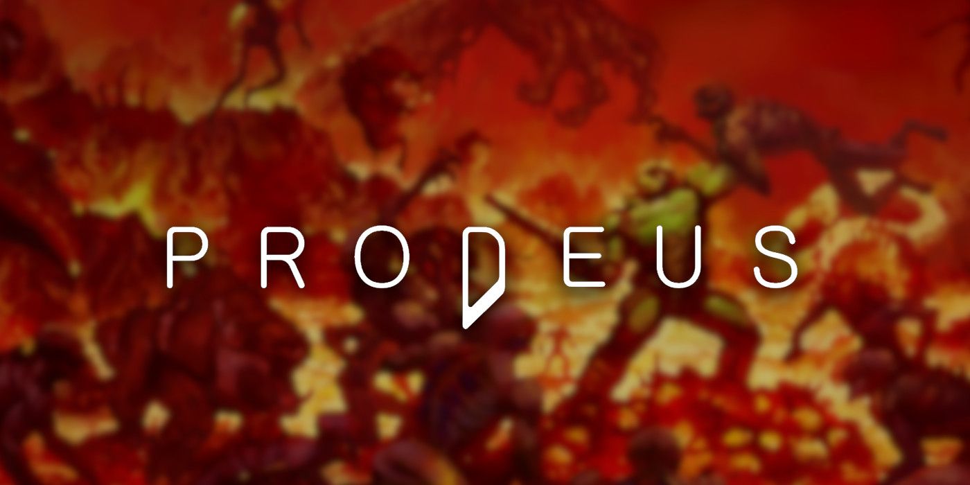 The Prodeus logo on top of DOOM 2016's key art