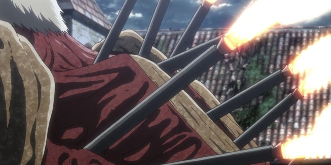 Reiner being defeated by the scouts in the battle at Wall Maria.