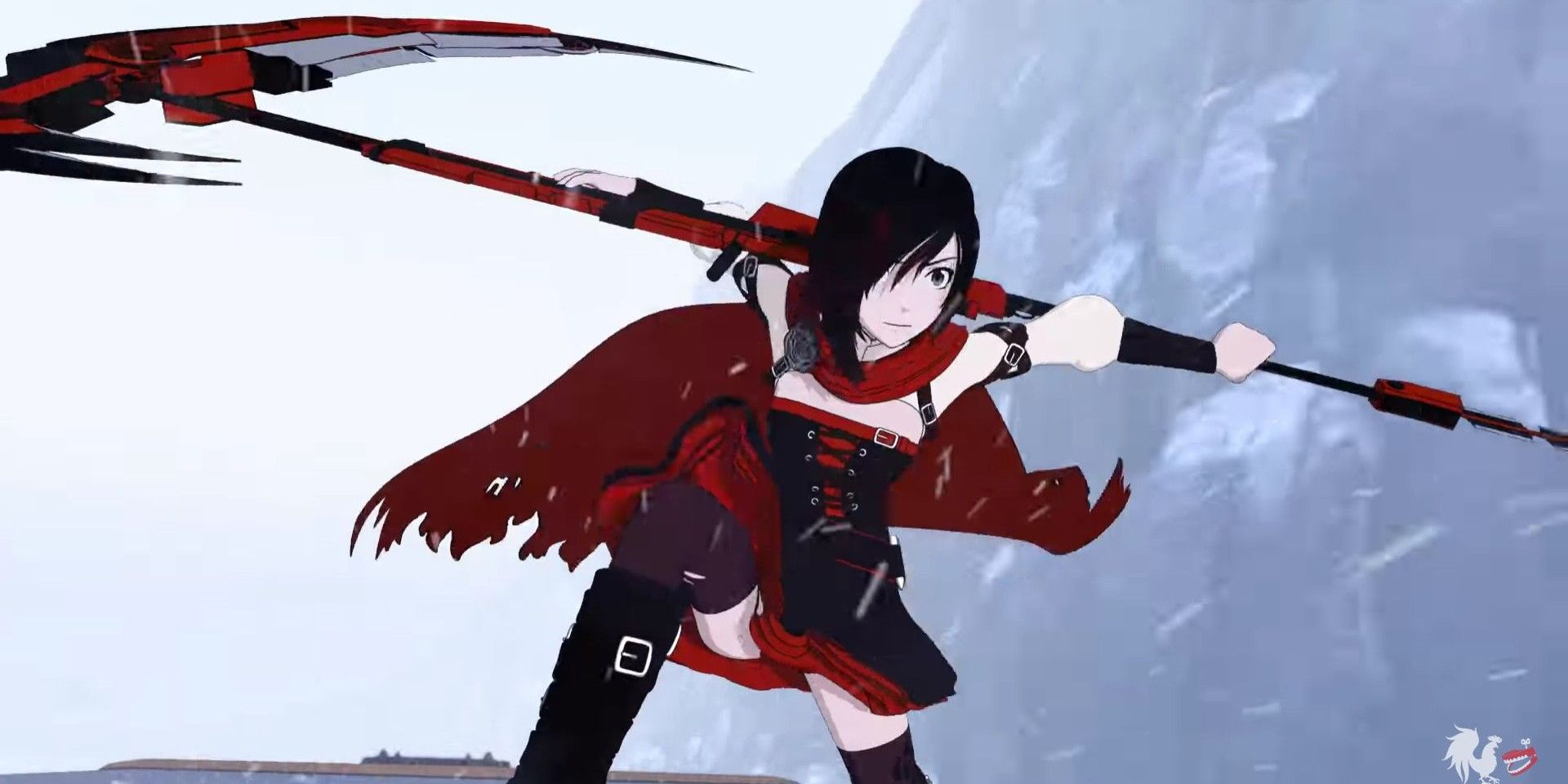 Ruby Rose wielding Crescent Rose in RWBY Anime