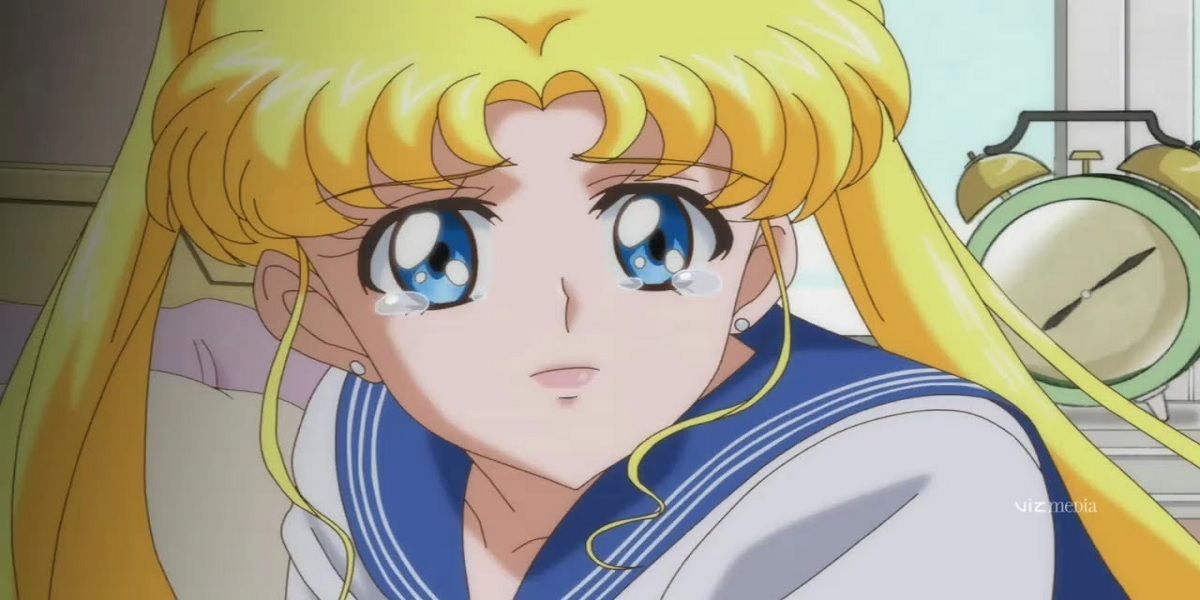 Usagi crying in Sailor Moon Crystal.