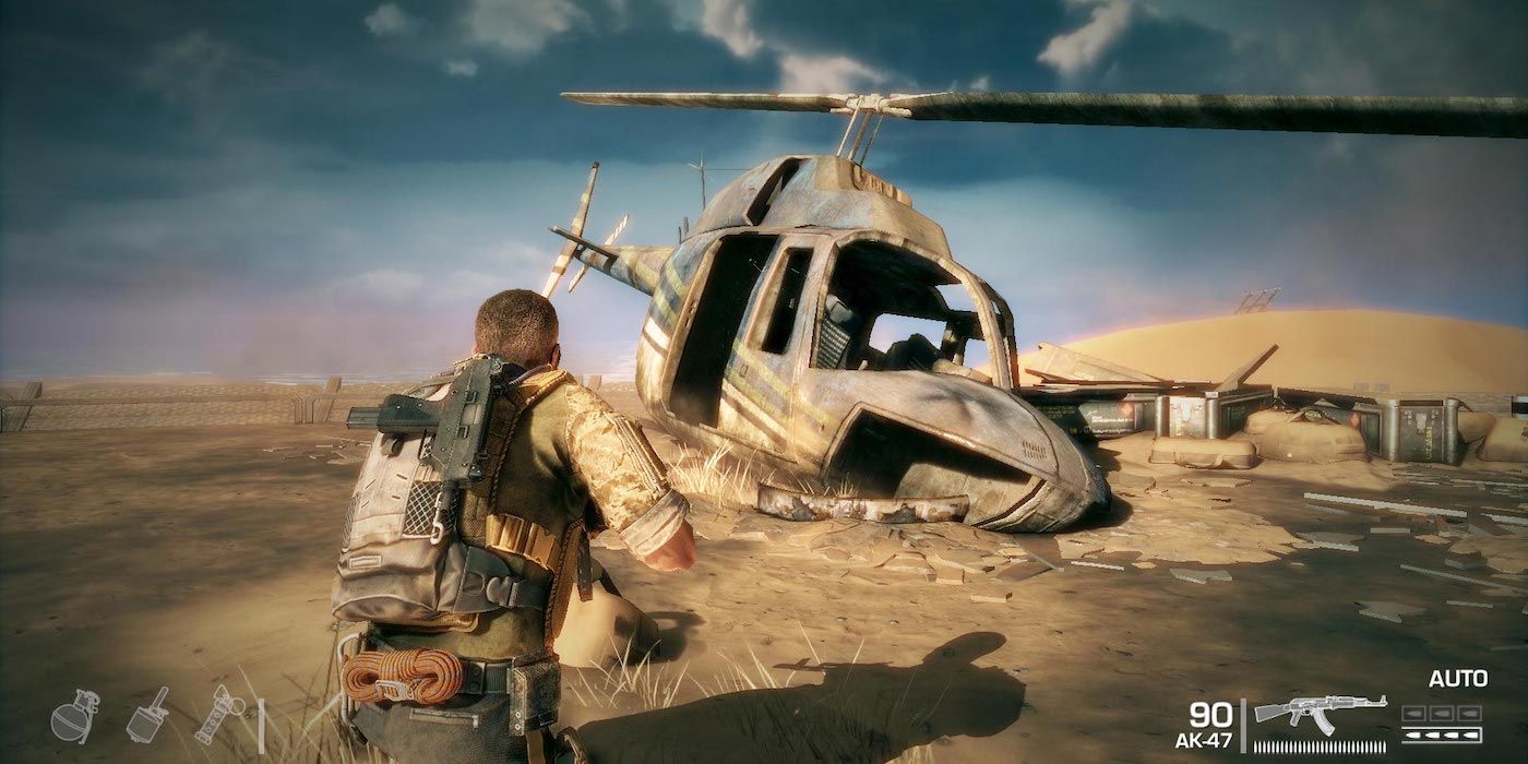 Walker at the chopper in Spec Ops: The Line game