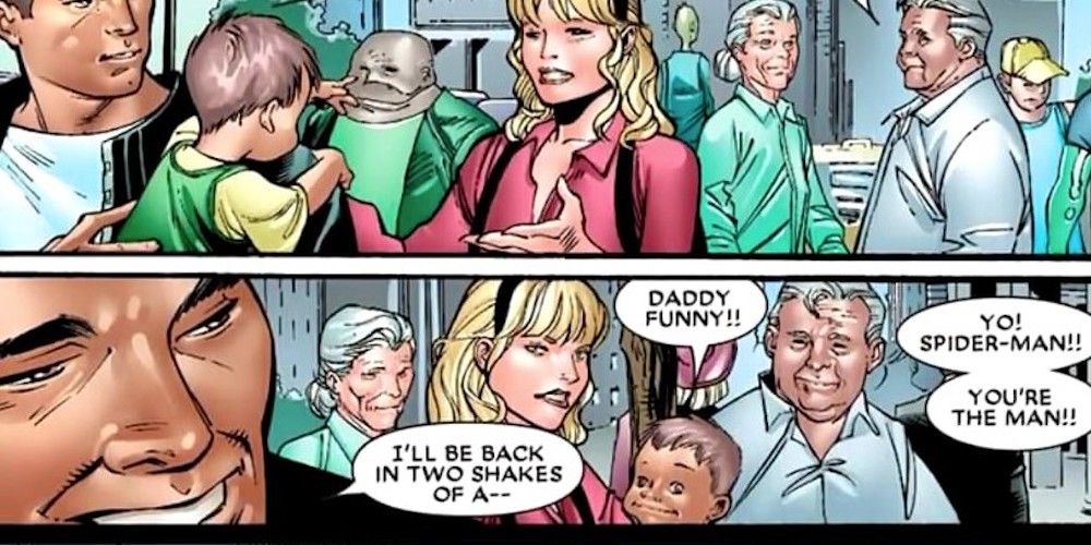 Spider-Man House Of M Peter Parker Gwen Stacy Family In Public