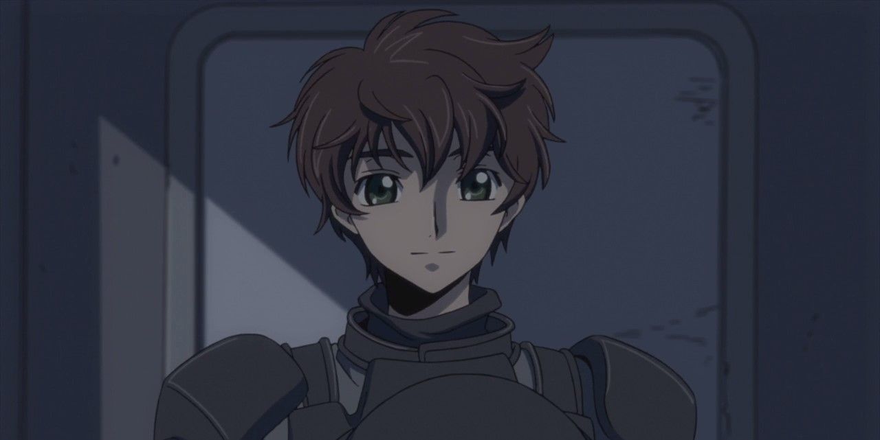Suzaku wearing military uniform at the start of the series.